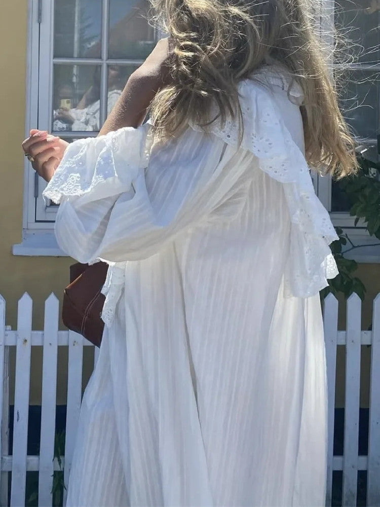 Vestido midi de encaje bohemio