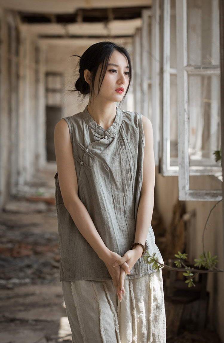 Vintage Cross Linen Blouse