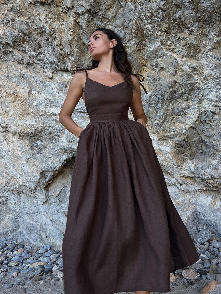 Vestido Santorini: elegante vestido largo de lino para verano
