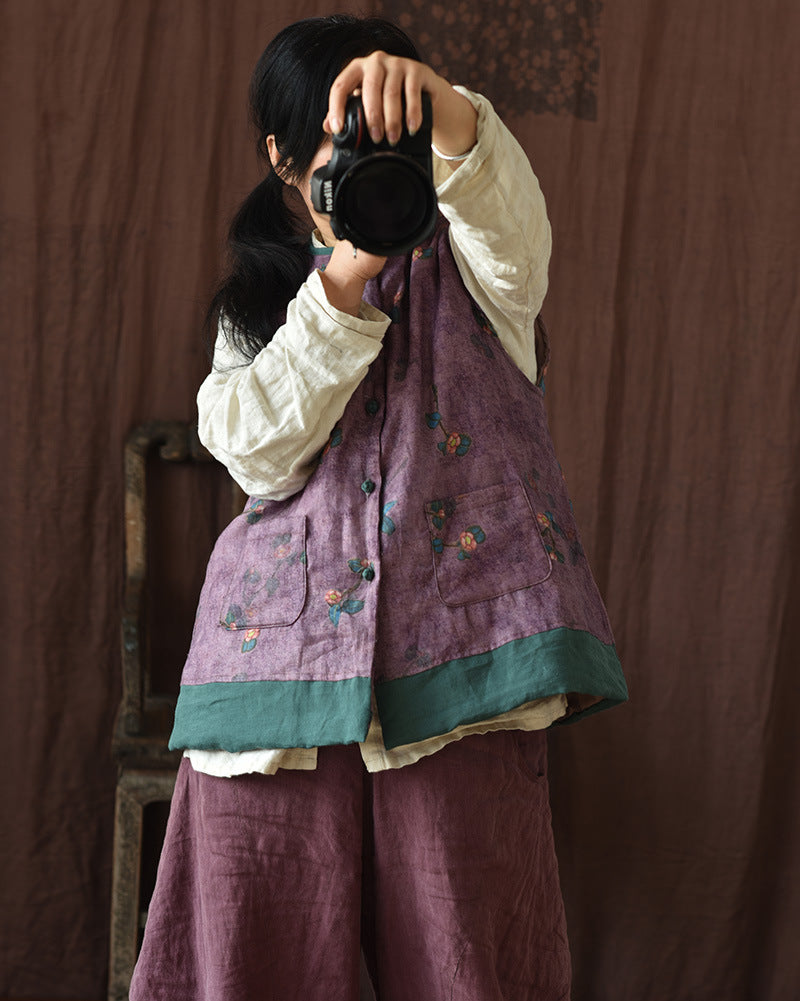 Vintage Blossom Patchwork Linen Vest