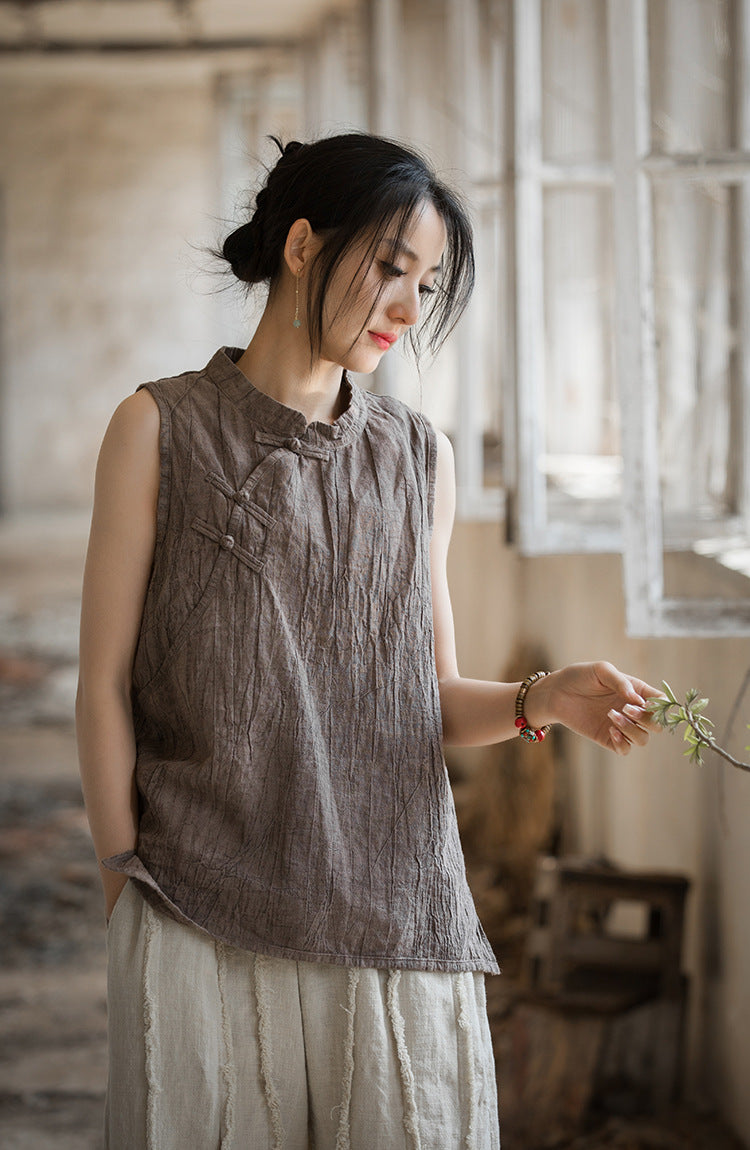 Vintage Cross Linen Blouse