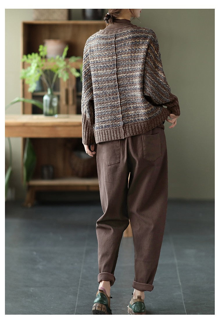 Cardigan en tricot rayé vintage