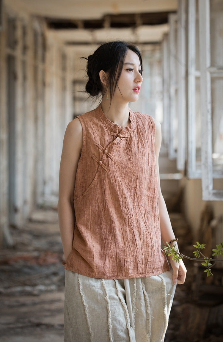 Vintage Cross Linen Blouse