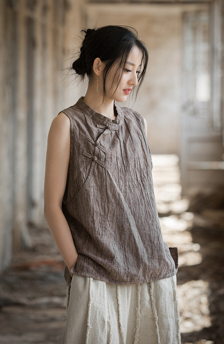 Vintage Cross Linen Blouse