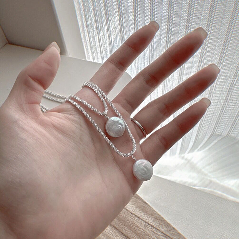 Collier de perles rondes en argent sterling 925