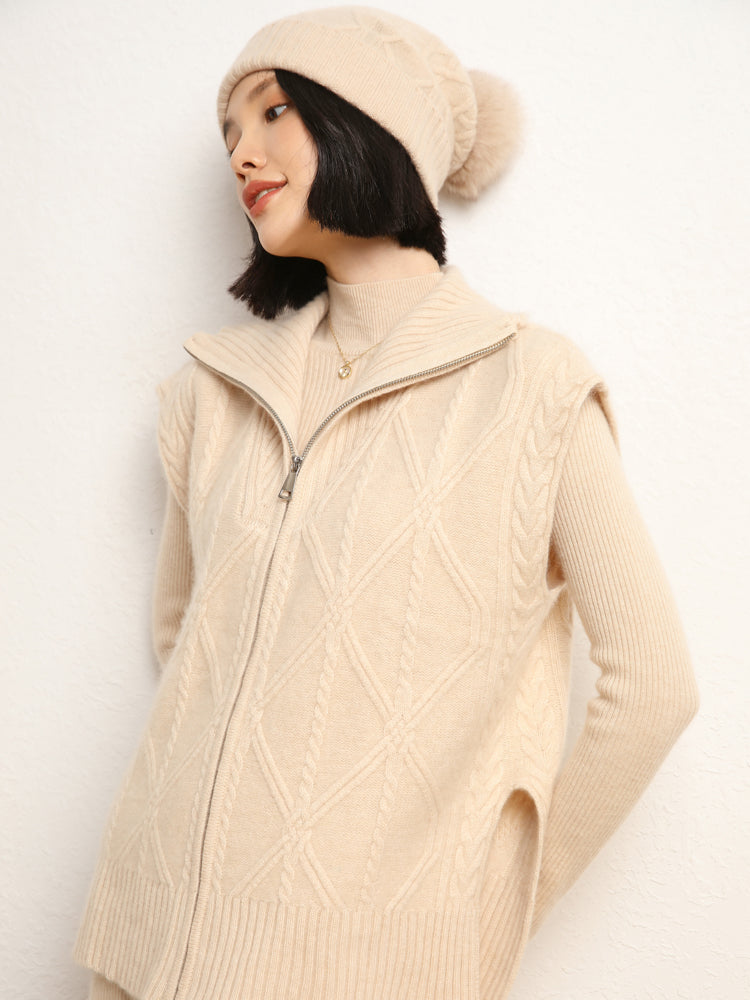 Gilet en tricot de laine et cachemire
