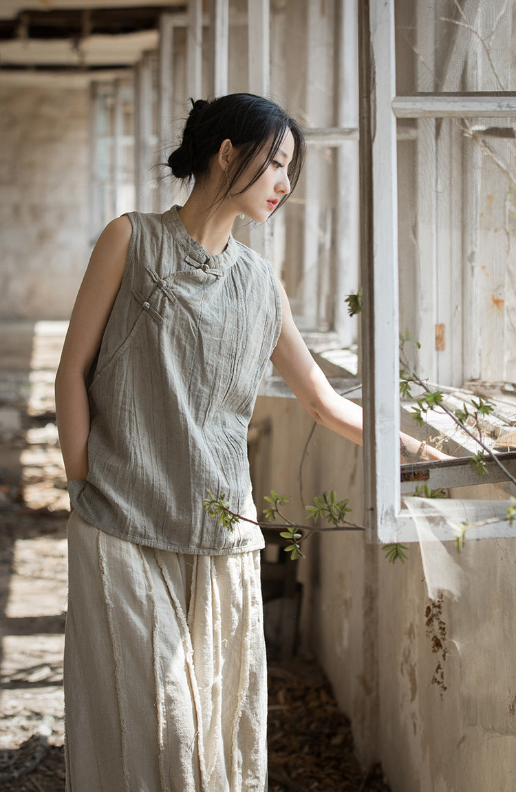 Vintage Cross Linen Blouse