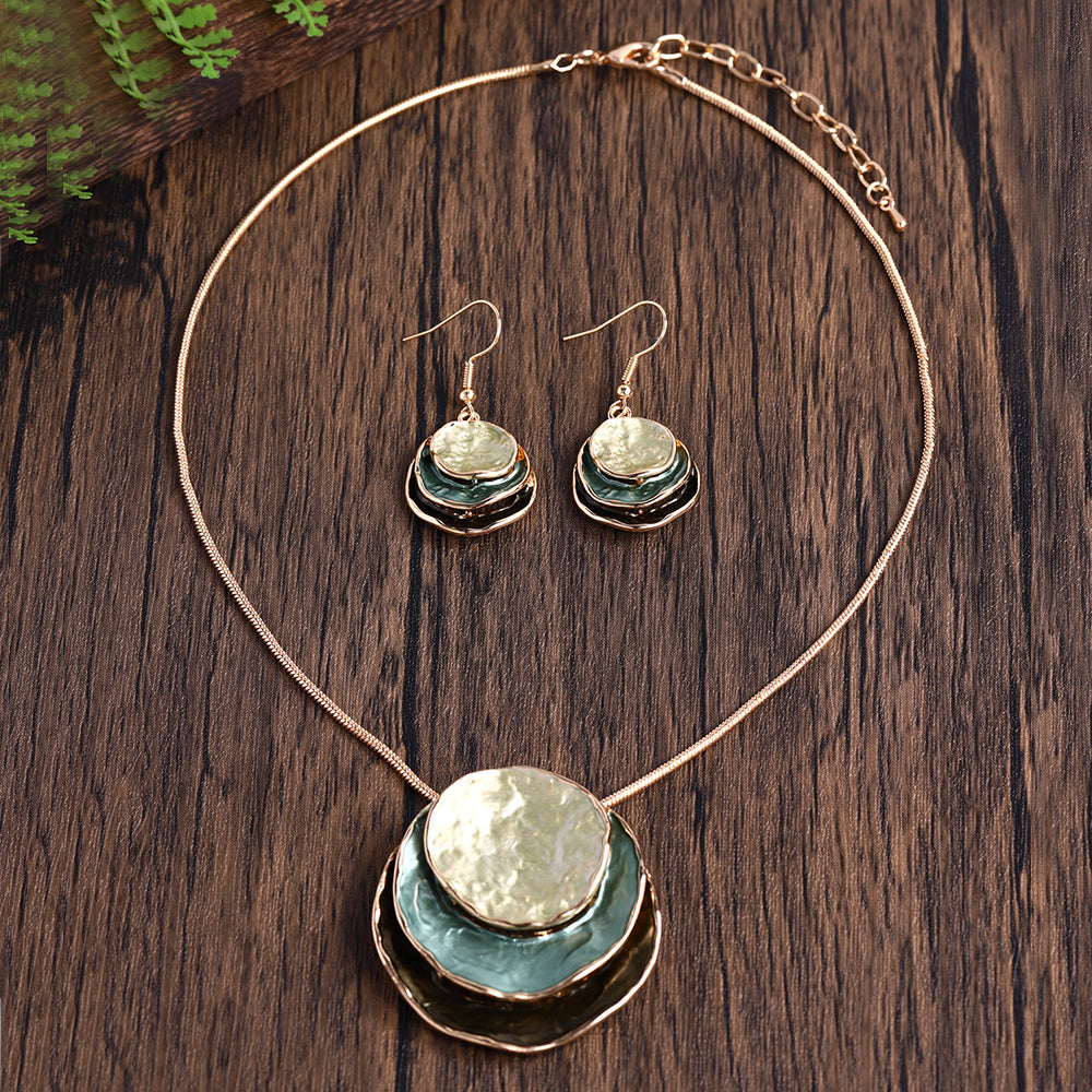 Ensemble de bijoux géométriques superposés Luna Drop,