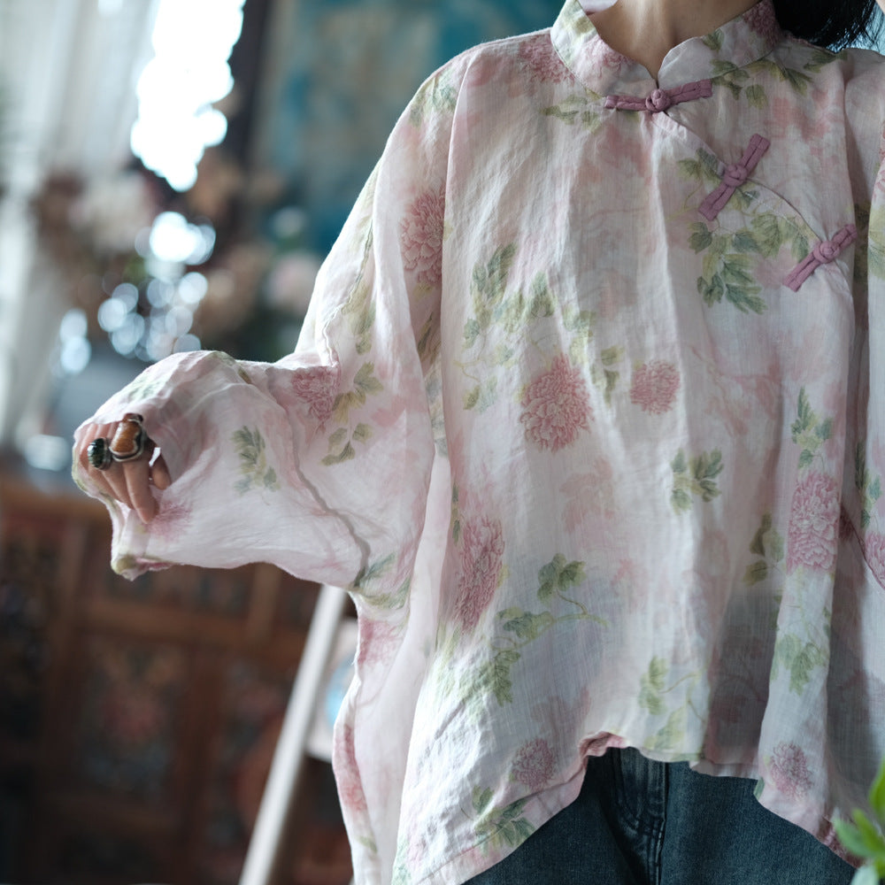 Chemisier vintage à fleurs et coupe-vent