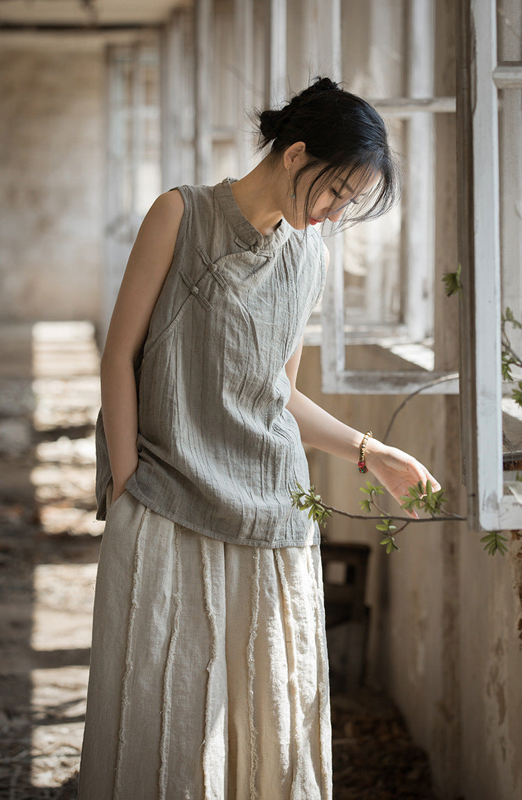 Vintage Cross Linen Blouse