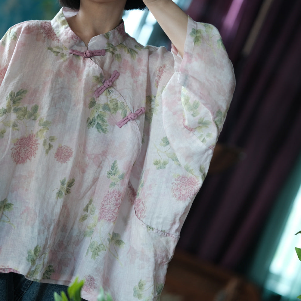 Chemisier vintage à fleurs et coupe-vent