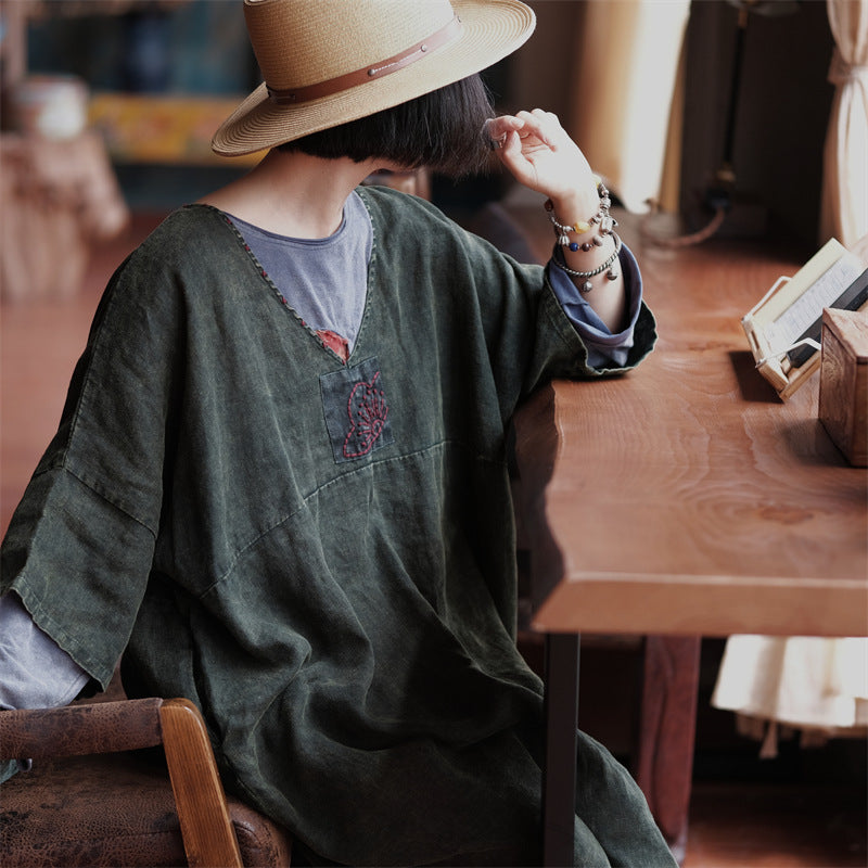 Vintage Aura Linen Tunic Dress