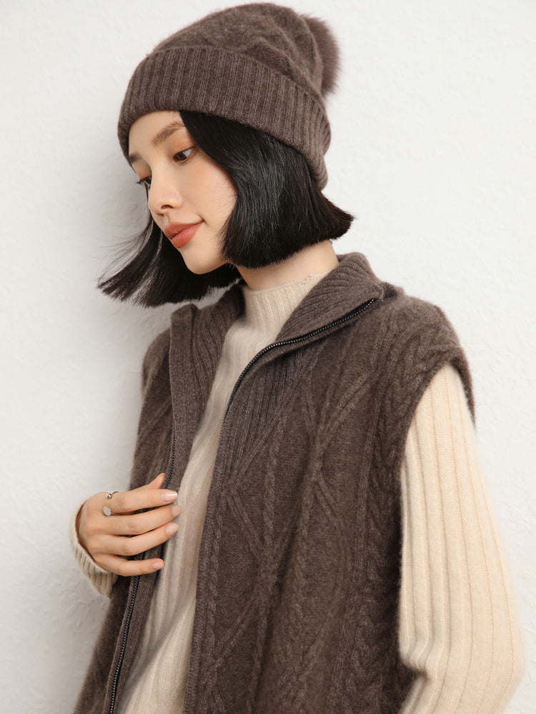 Gilet en tricot de laine et cachemire