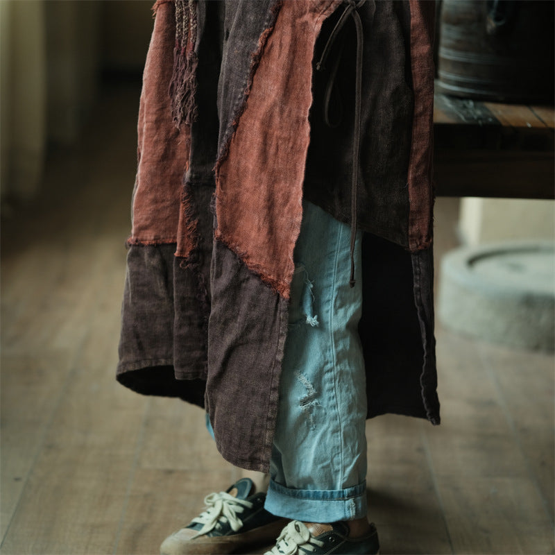 Robe vintage en lin patchwork