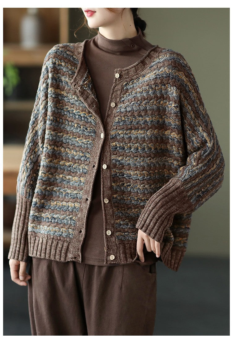 Cardigan en tricot rayé vintage