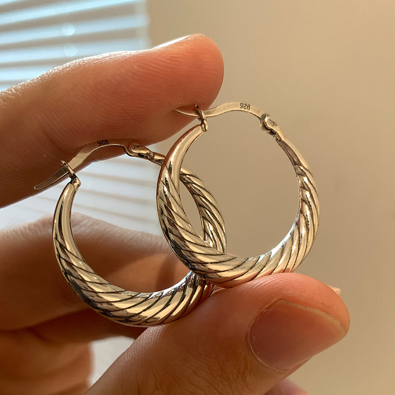 Boucles d'oreilles à tige ovales en argent sterling