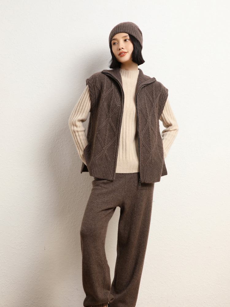 Gilet en tricot de laine et cachemire