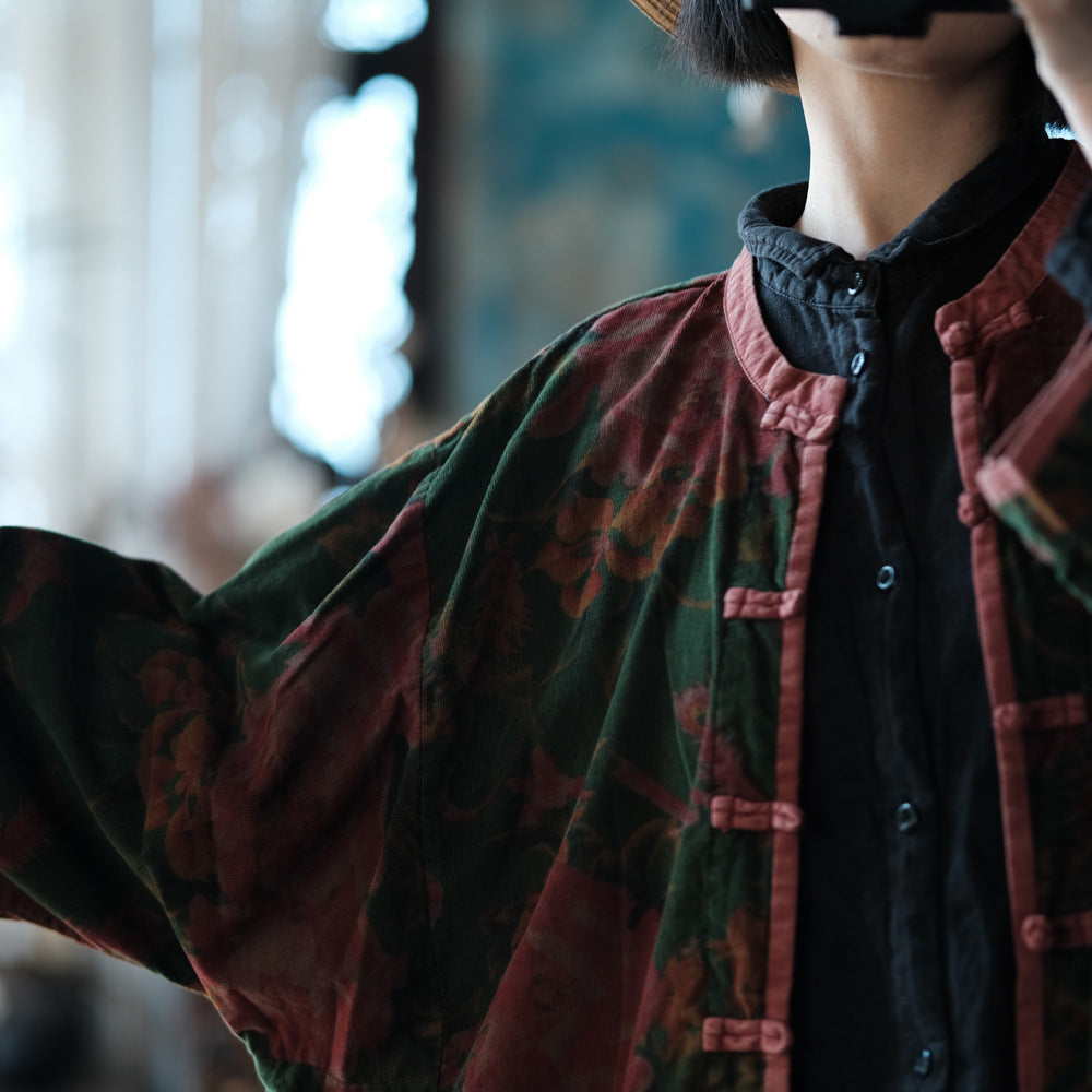 Veste vintage en lin à motifs ethniques