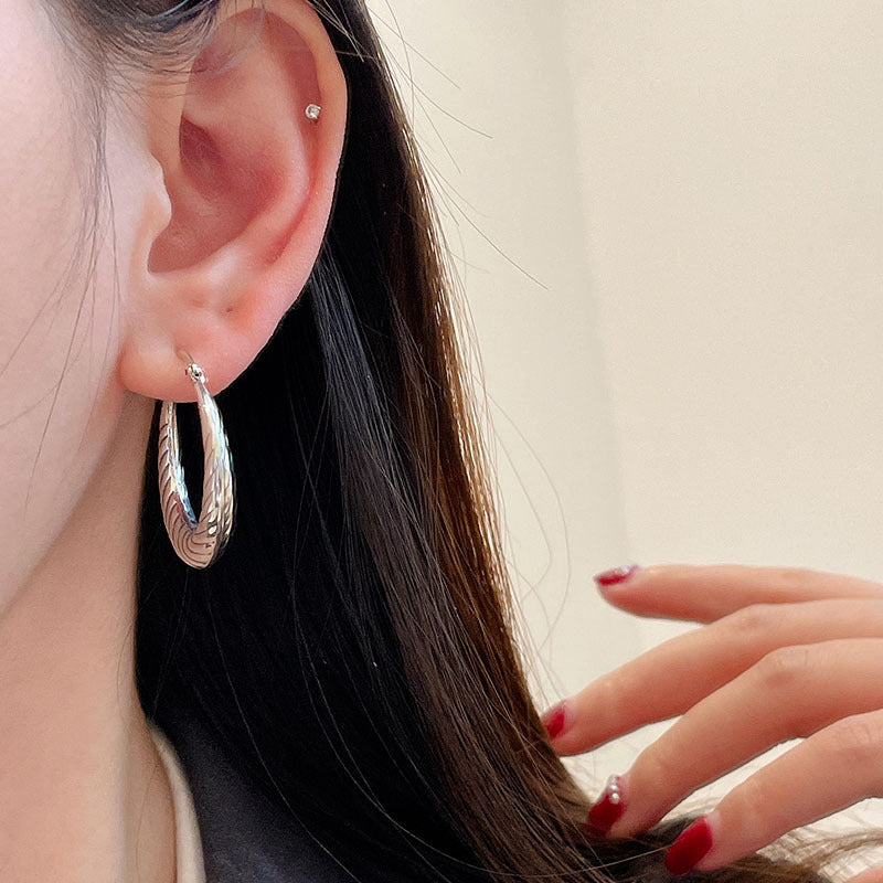 Boucles d'oreilles à tige ovales en argent sterling