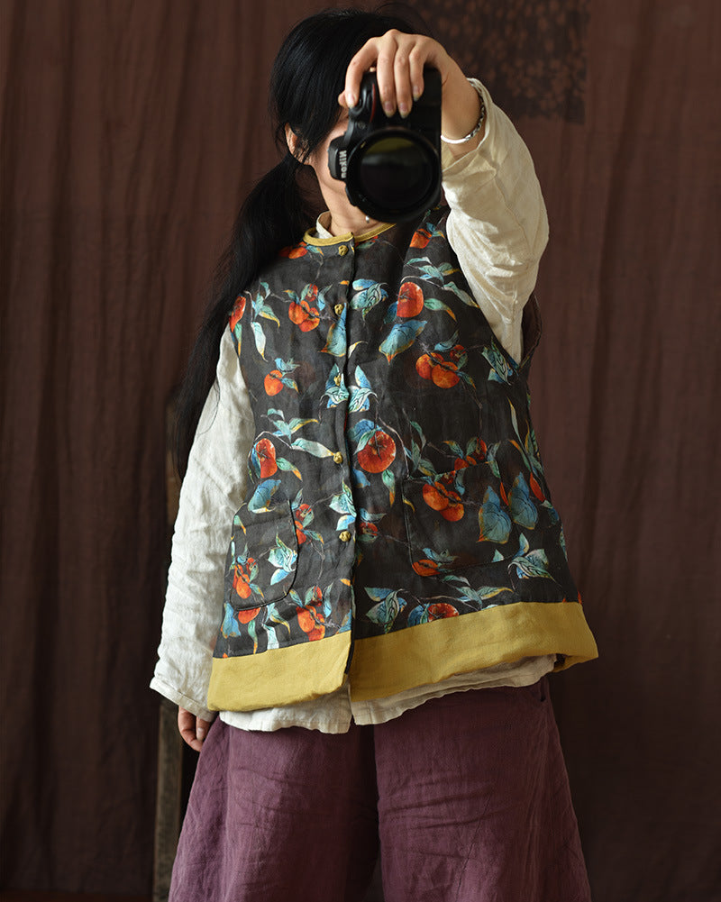 Vintage Blossom Patchwork Linen Vest