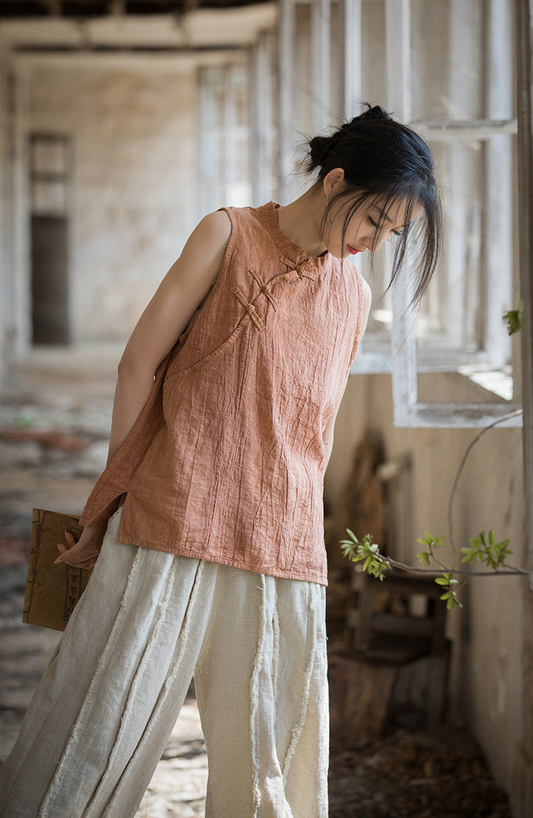 Vintage Cross Linen Blouse