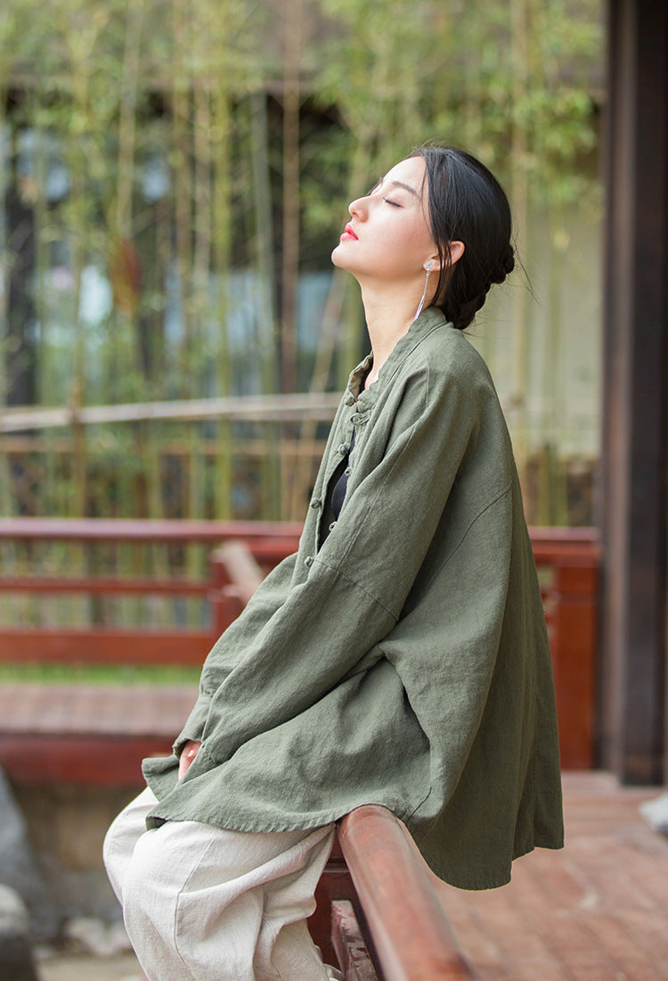 Chaqueta de lino de gran tamaño Nature
