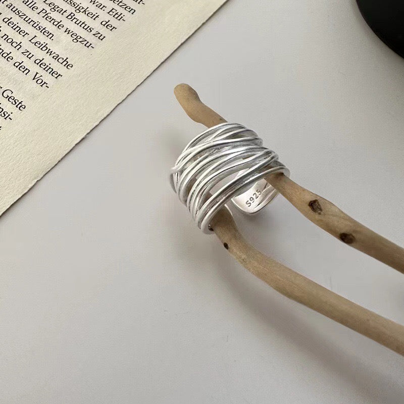 Bague géométrique en argent sterling 925
