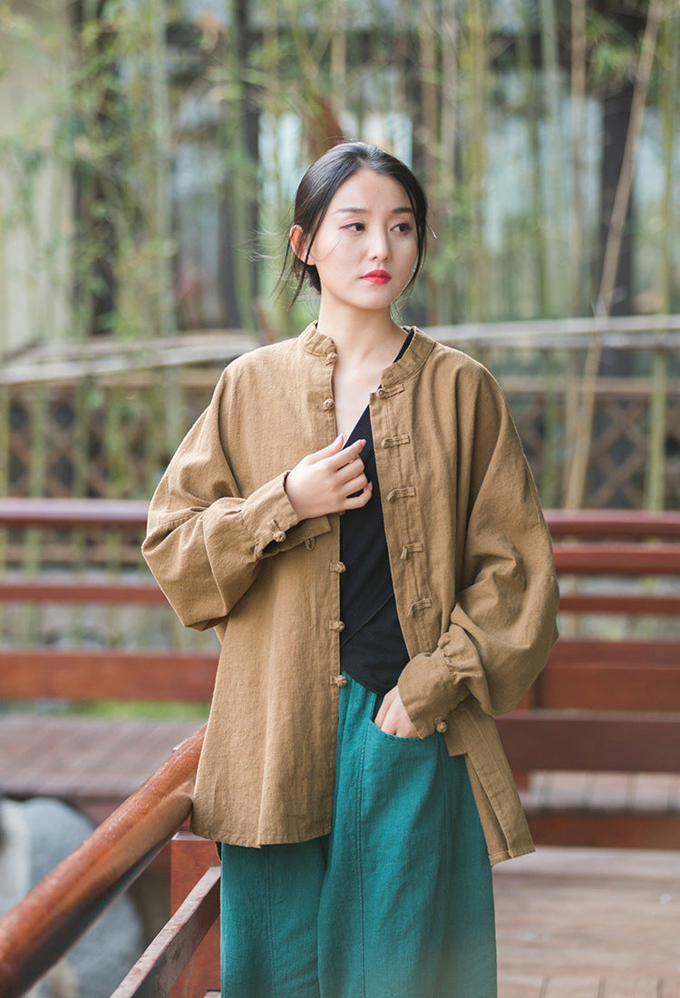 Chaqueta de lino de gran tamaño Nature