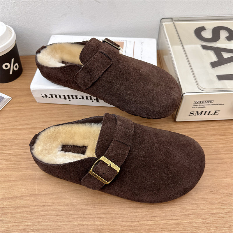 Women’s Suede Fuzzy Cork Slippers
