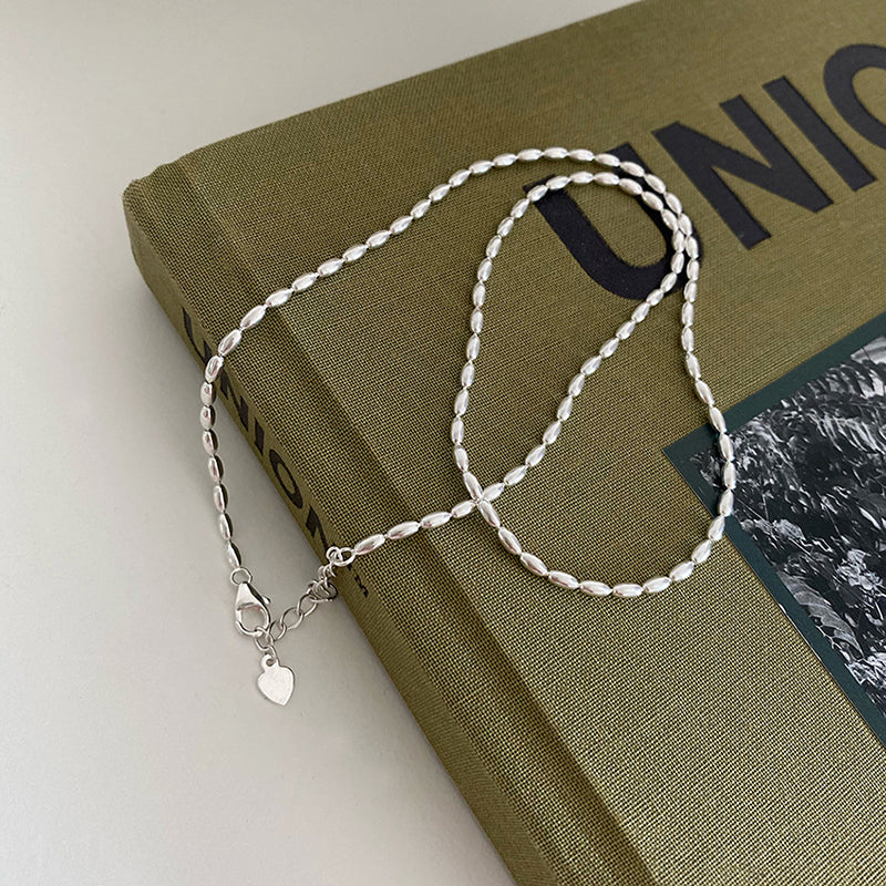 Collier ras du cou en argent sterling 925 avec perles géométriques simples