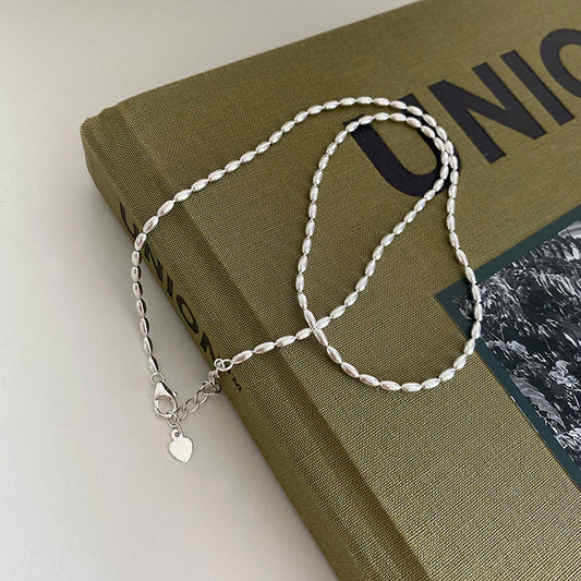 Collar de plata de ley 925 con gargantilla de cuentas geométricas sencillas