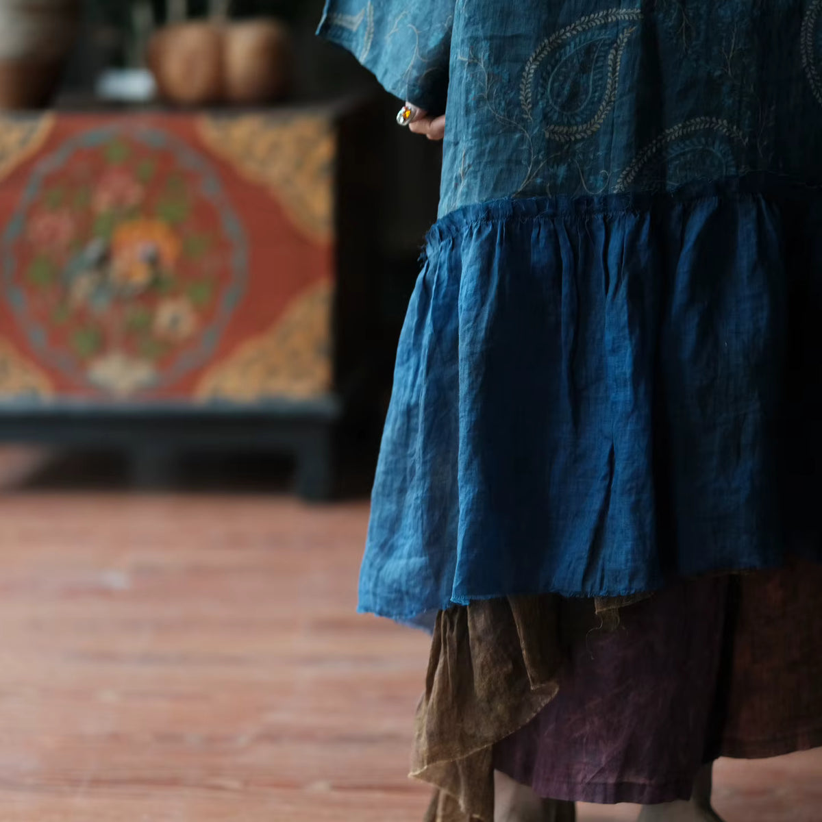 Vintage Ink Garden Linen Dress