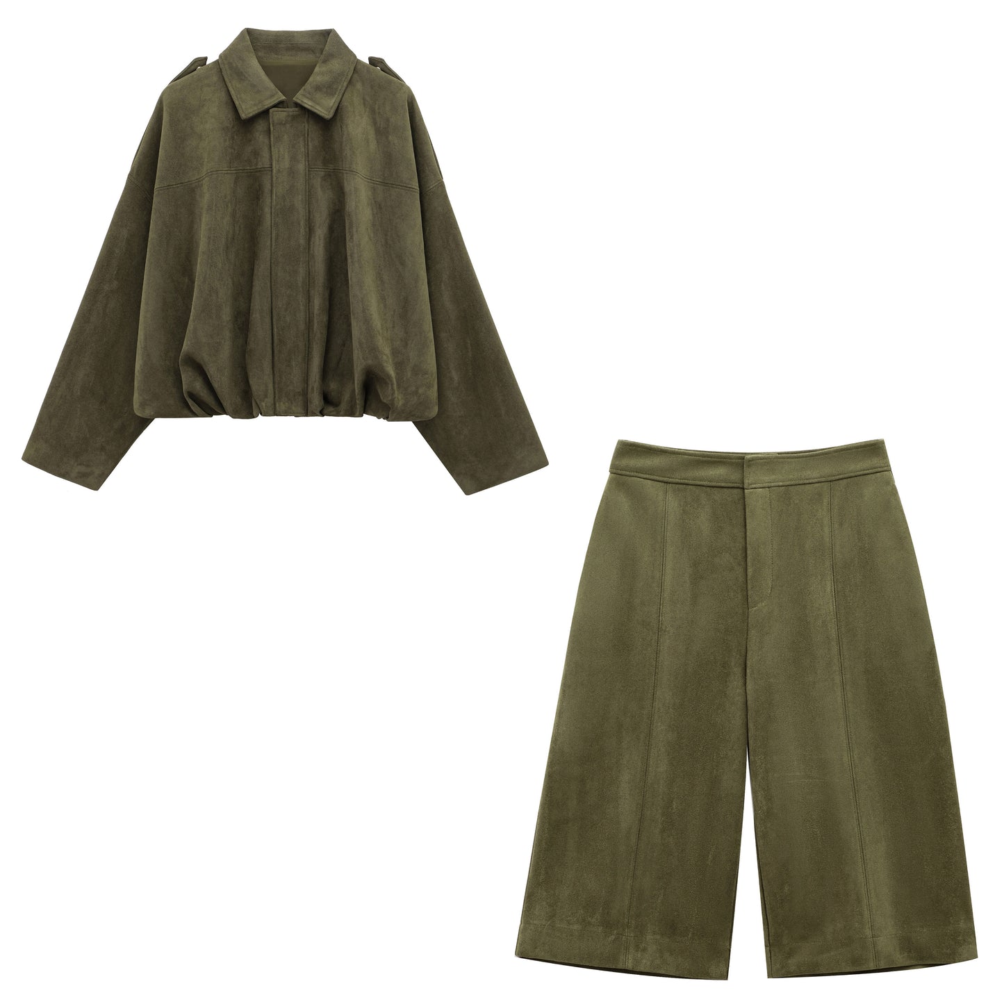 Suede Long Sleeve Lapel Jacket & High-Waist Shorts for Women | 2025 Vintage Streetwear Style