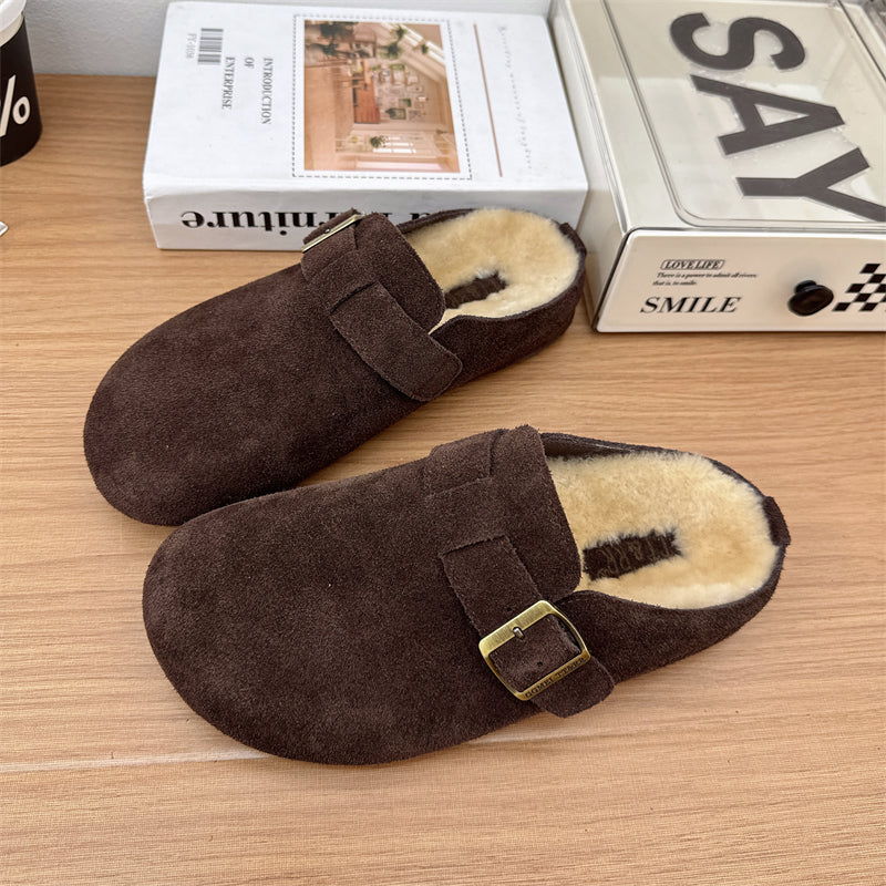 Women’s Suede Fuzzy Cork Slippers