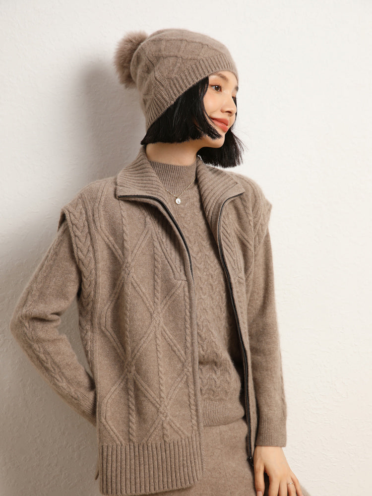Gilet en tricot de laine et cachemire