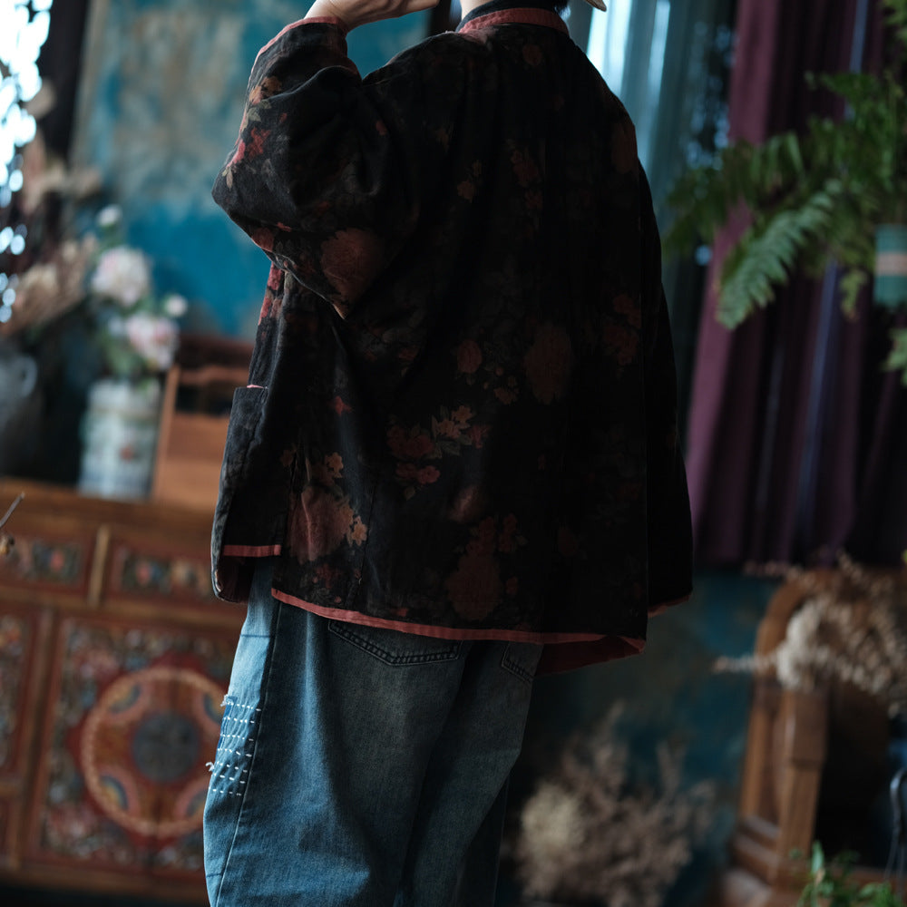 Veste en velours à fleurs vintage