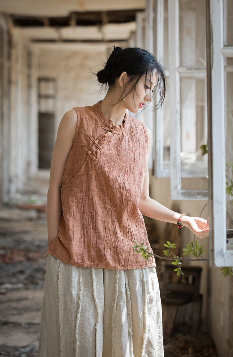 Vintage Cross Linen Blouse