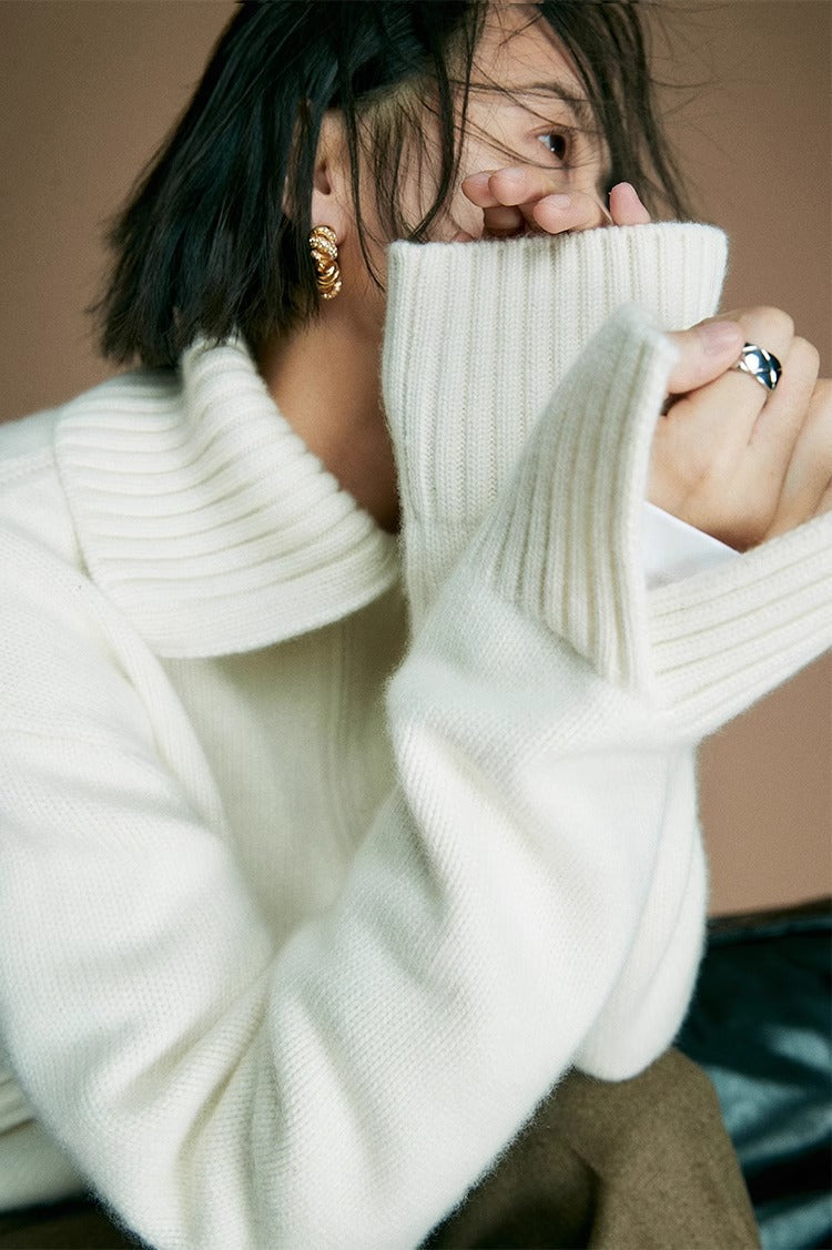 Cozy Zip Wool Knit Sweater for Women – Half-Zip Collar Pullover with 80% Wool Blend | COANDMI Collection