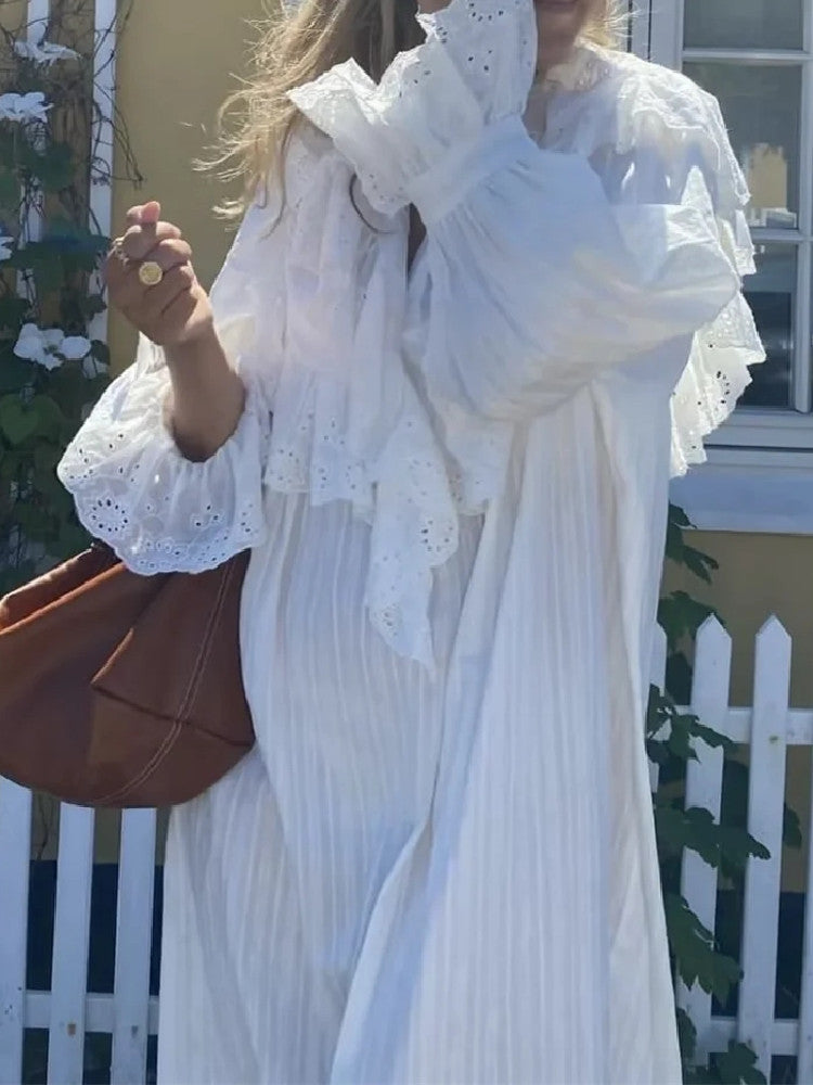Vestido midi de encaje bohemio