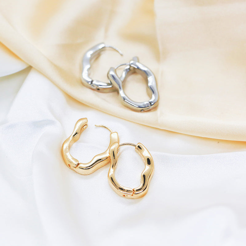 Boucles d'oreilles à tige en argent sterling 925 de forme irrégulière