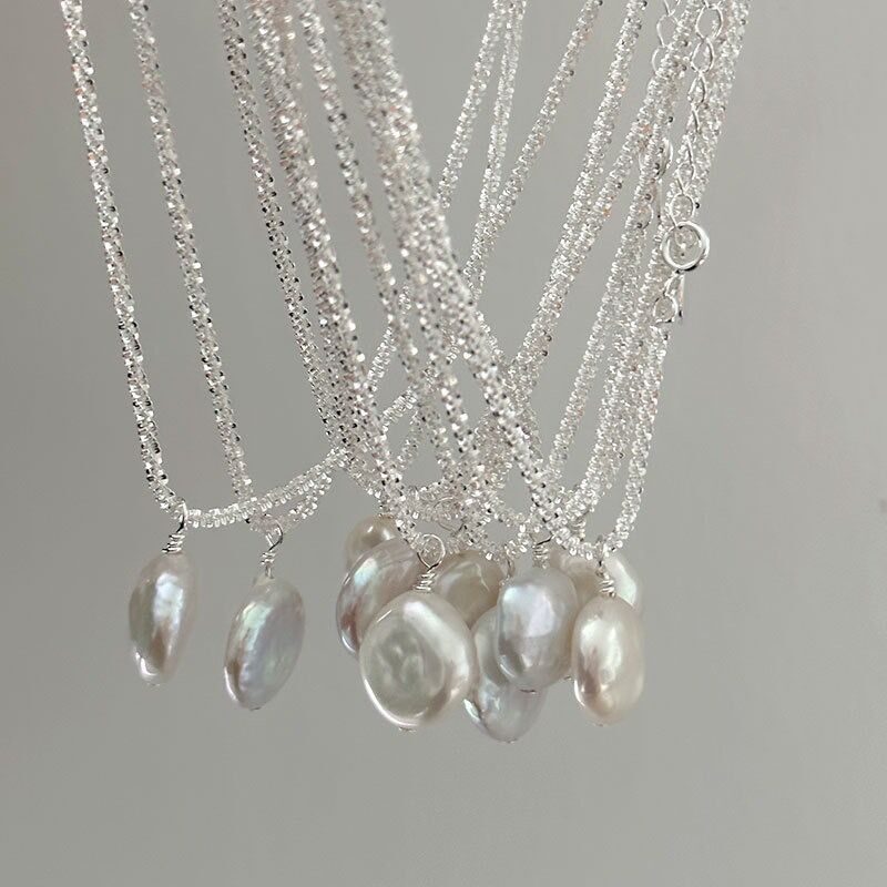 Collier de perles rondes en argent sterling 925