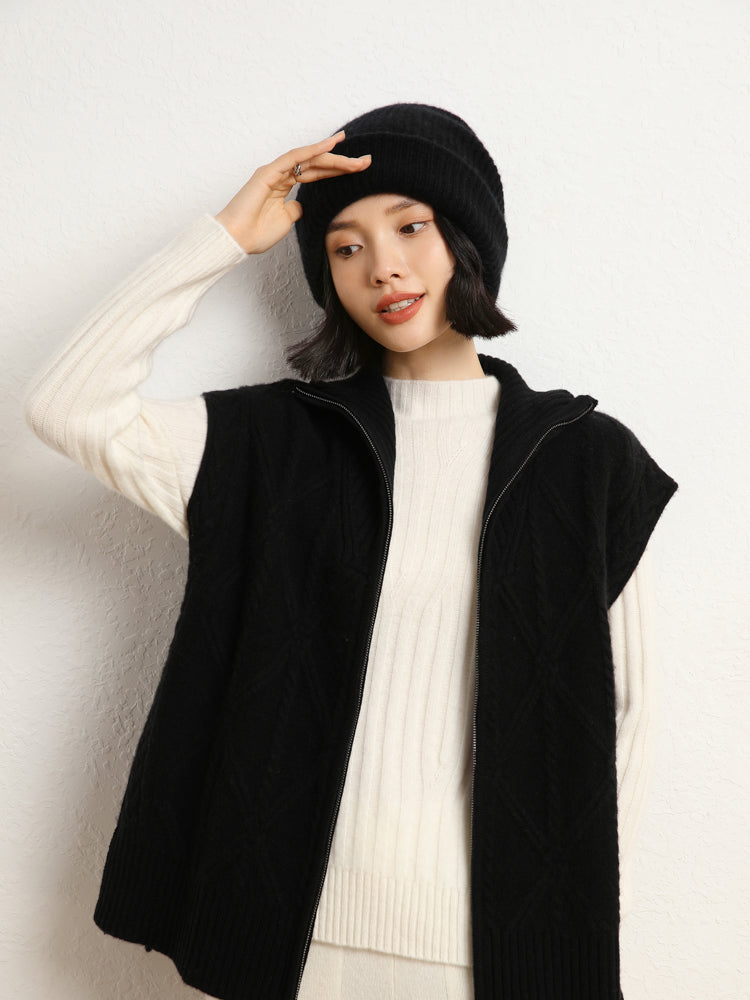 Gilet en tricot de laine et cachemire