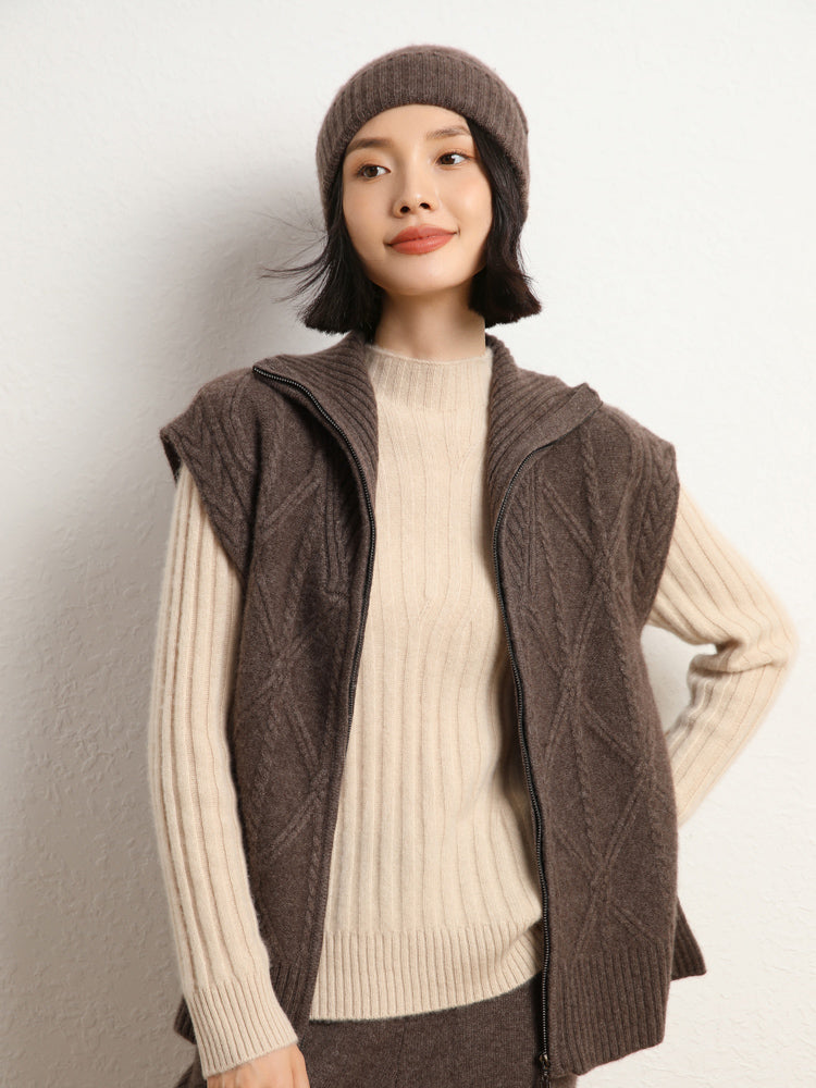 Gilet en tricot de laine et cachemire