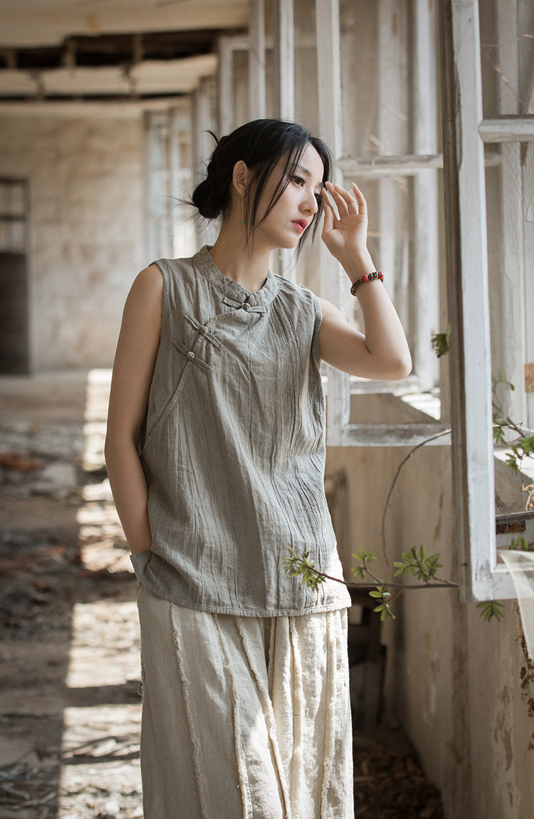Vintage Cross Linen Blouse