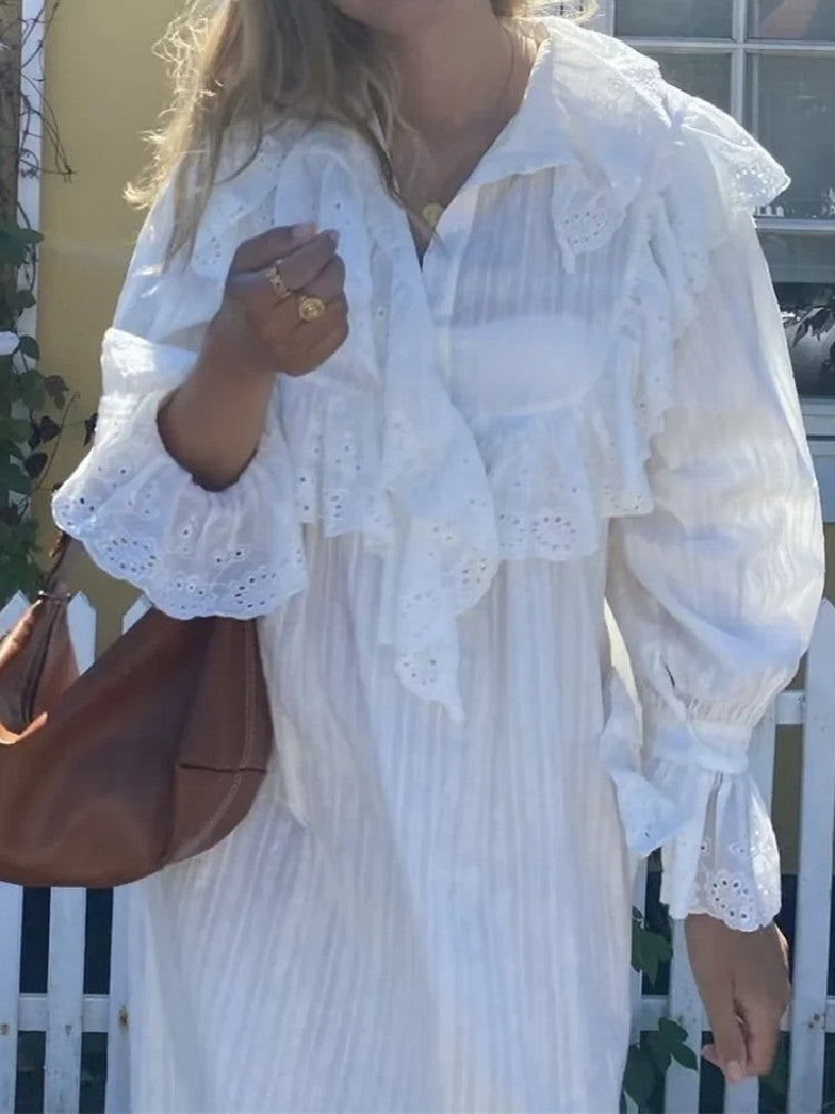Vestido midi de encaje bohemio
