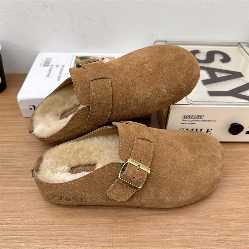 Women’s Suede Fuzzy Cork Slippers