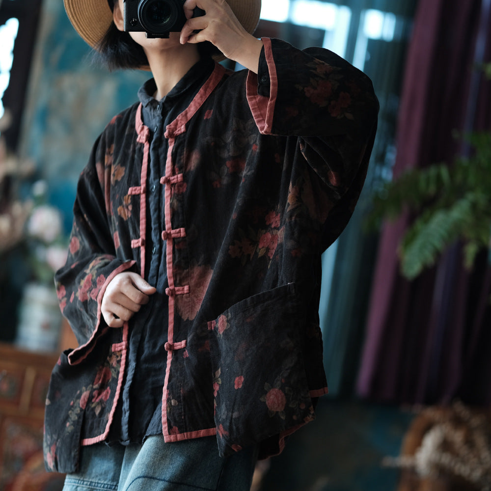 Veste en velours à fleurs vintage