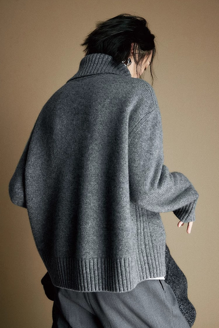 Cozy Zip Wool Knit Sweater for Women – Half-Zip Collar Pullover with 80% Wool Blend | COANDMI Collection