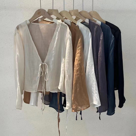 Rami Tie Linen Blouse