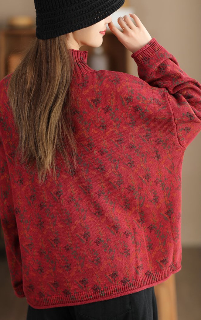 Suéter de punto vintage con flores